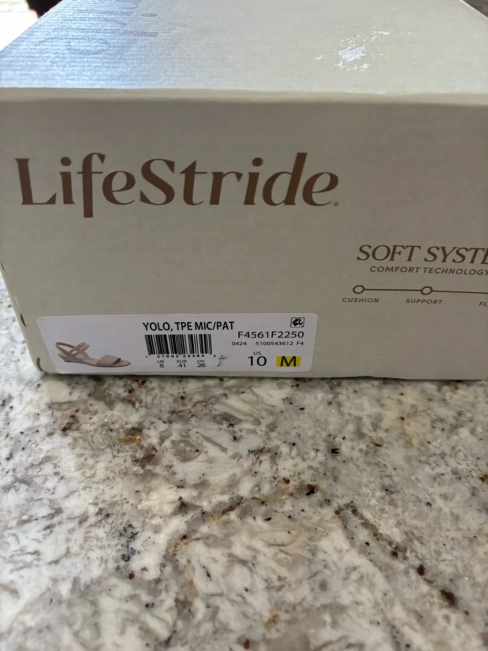 Life Stride Beige Open-Toe Slide Sandals - Picture 8 of 8